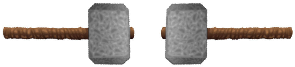 Illustration of twinned warhammers